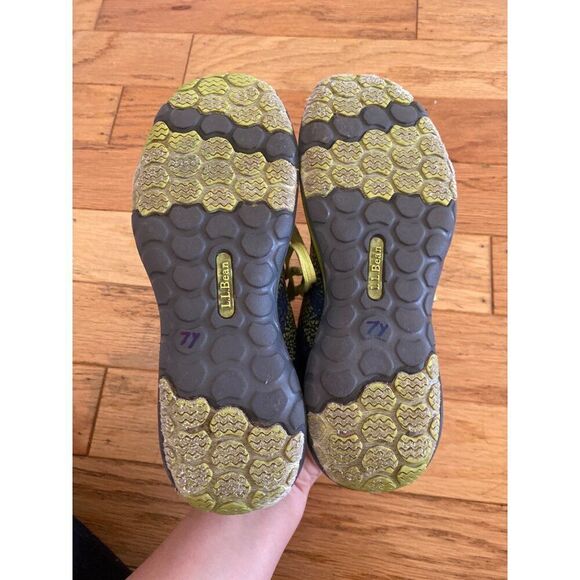 L.L. Bean Kid's Blue & Green Knit Athletic high top Sneakers size 4 - Picture 8 of 10